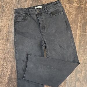 HARPER Heritage Women's Black Faded Jeans Sz 10 High Rise Straight Cropped